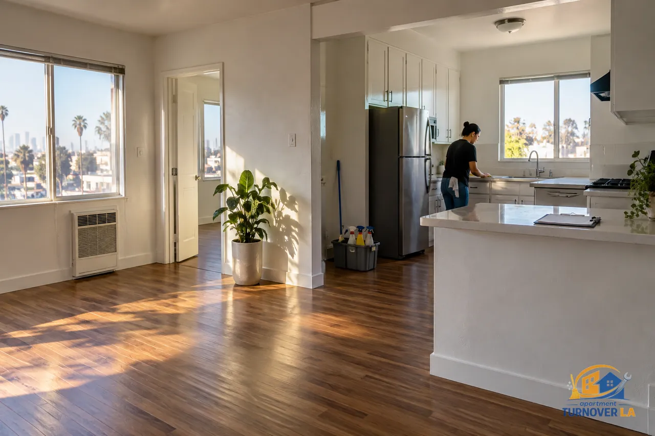 Vacant Los Angeles apartment prepared on a turnover timeline before the next move-in