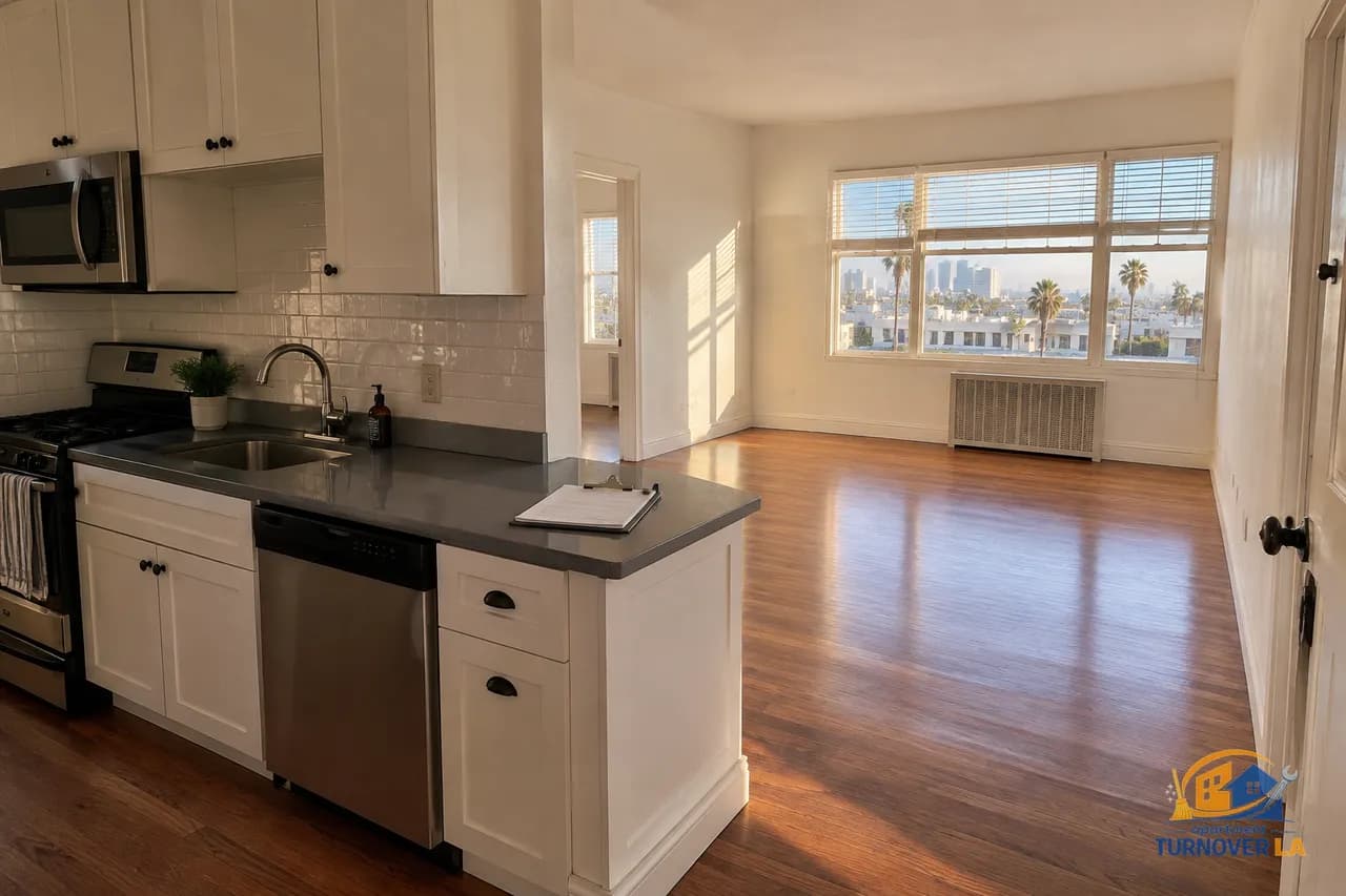 Rent-ready one-bedroom apartment after move-out cleaning in Hollywood, Los Angeles