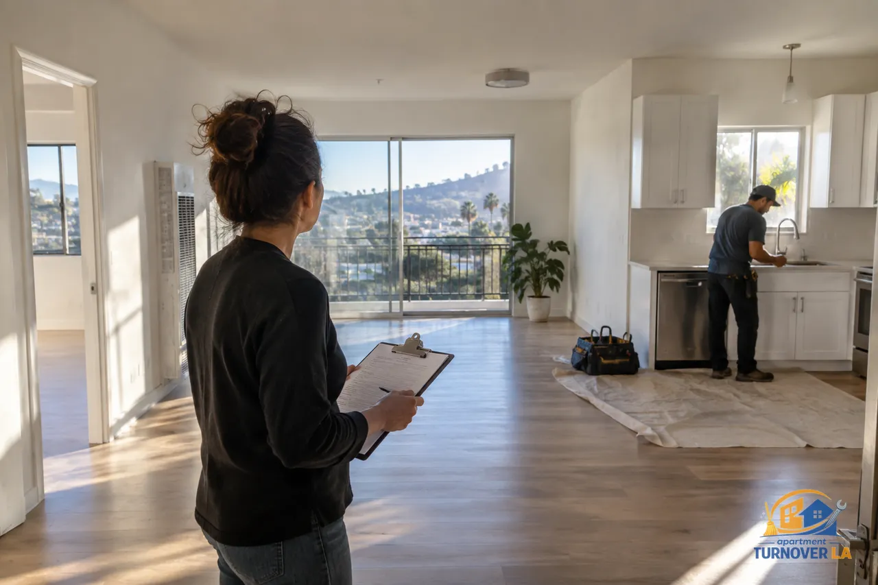 Make ready apartment turnover in a bright Los Angeles one-bedroom rental