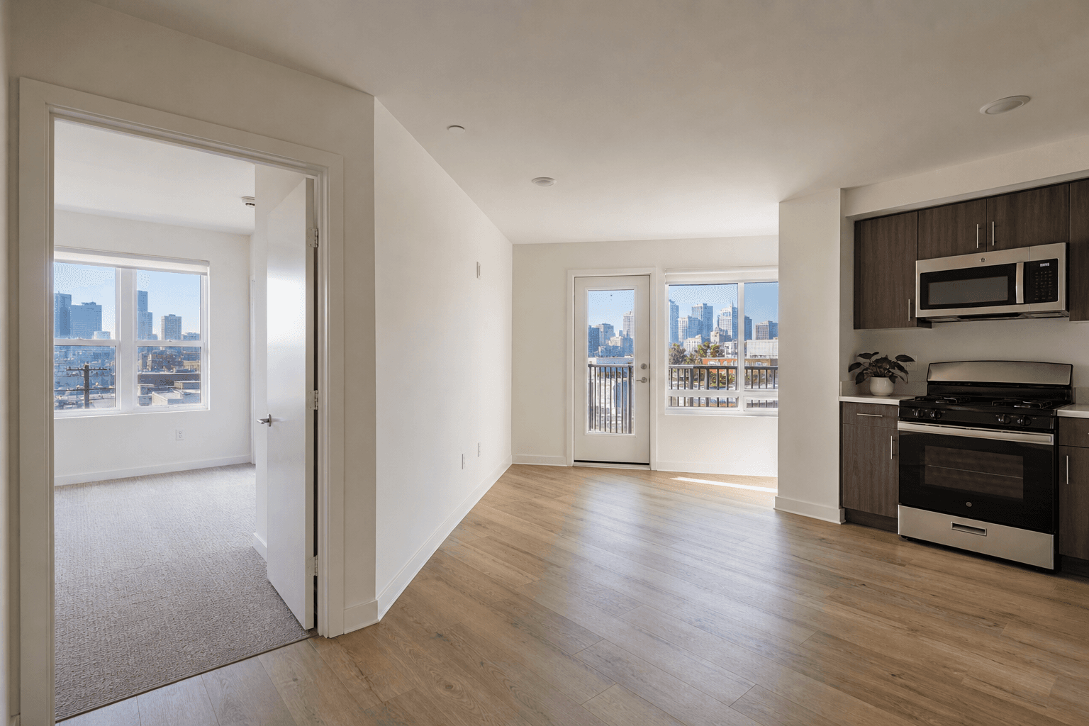 Freshly turned LA apartment with clean walls, steamed carpet, and a rekeyed door