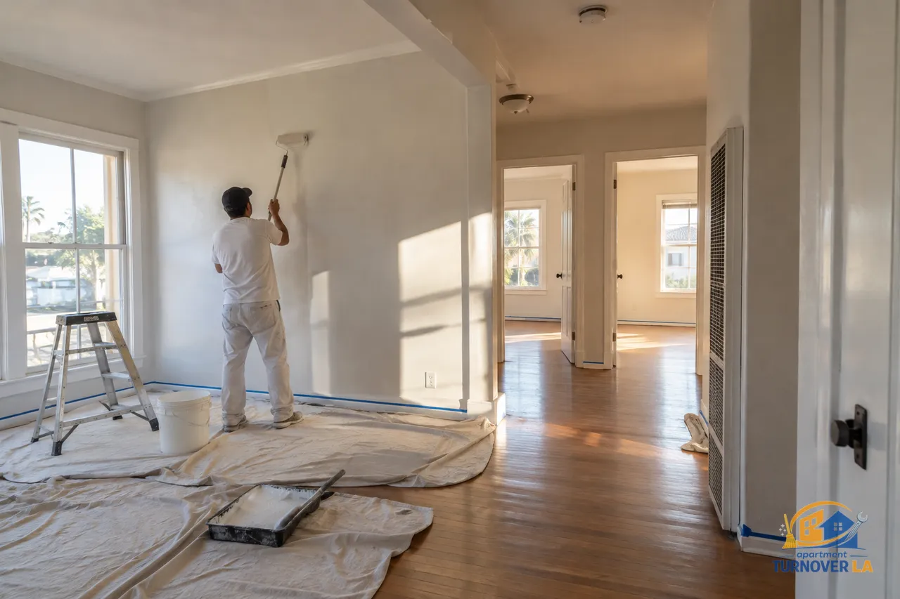Freshly painted three bedroom house interior prepared for an LA rental turnover