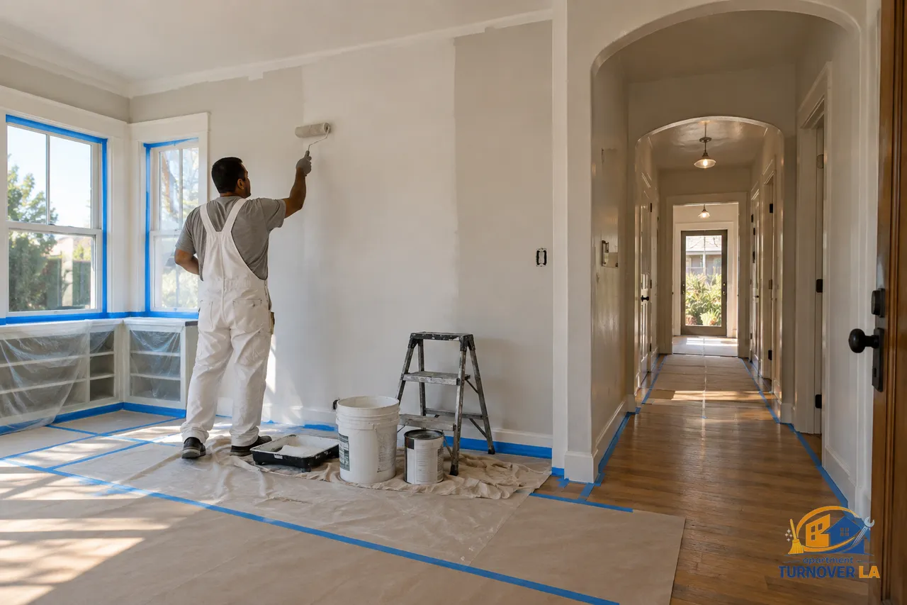 Interior painting prep in a vacant 2,000 square foot Los Angeles house