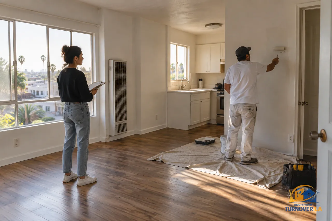 LA apartment make ready inspection in a cleaned vacant one bedroom unit