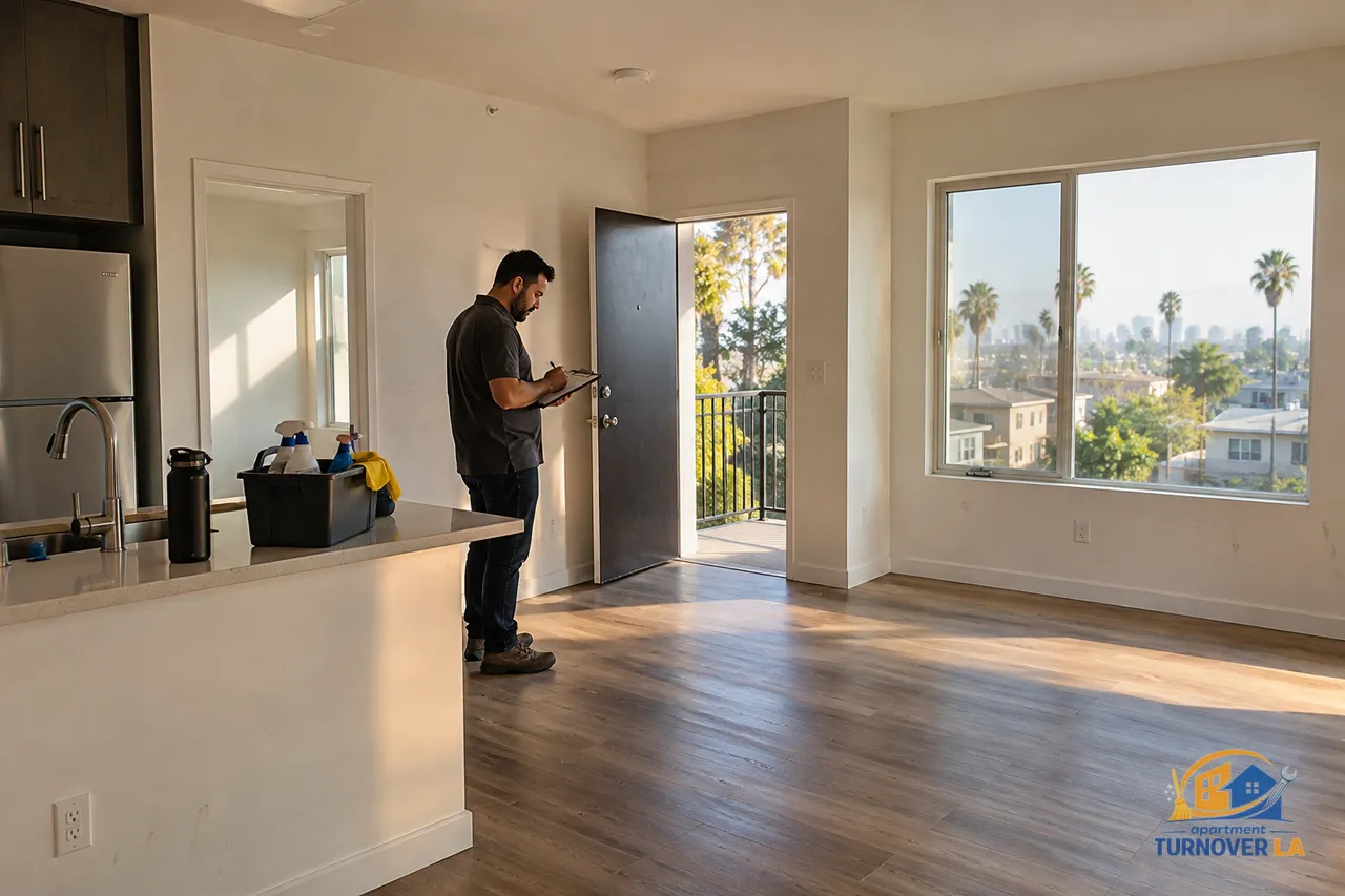 Vacant Los Angeles apartment prepared for a post-move-out deep cleaning inspection