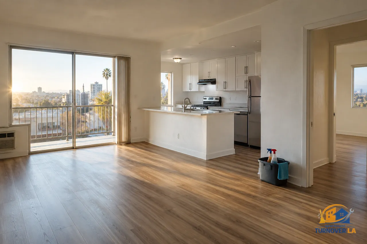Freshly cleaned vacant Los Angeles apartment ready after a move-out clean