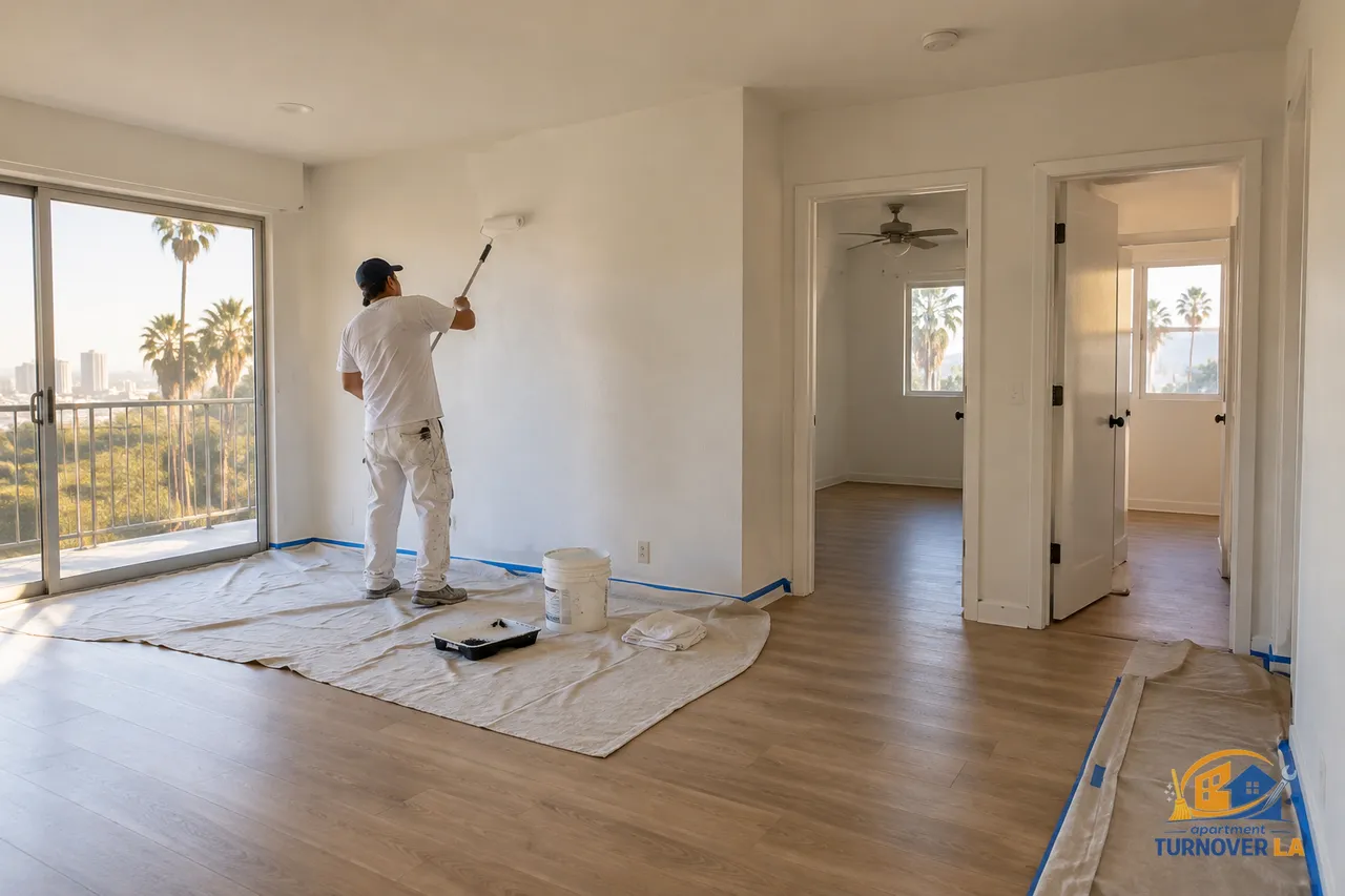 Freshly painted three-bedroom Los Angeles rental interior prepared for a new tenant